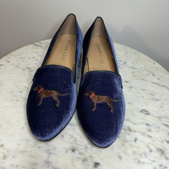 Jack Rogers Sz 10 Blue velvet smoking loafers labrabor retriever dog shoes - Picture 3 of 8